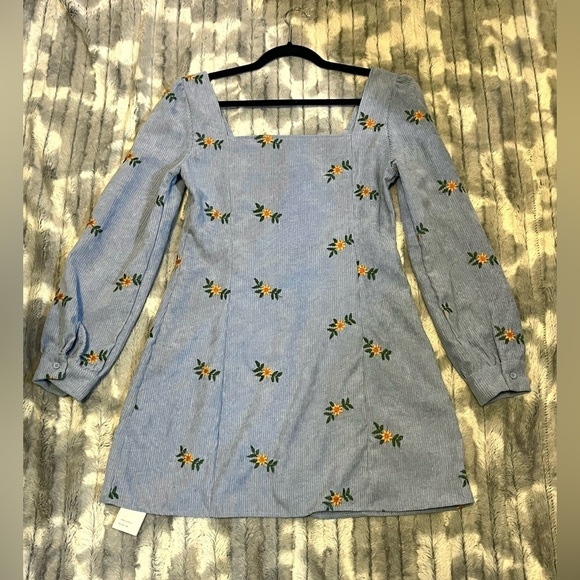 CIDER Floral Print Corduroy Mini Dress Size Small - Picture 5 of 8